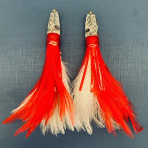 2pcs Tuna Trolling Lures Resin Head 15cm 35g Feather Flasher Fishing Lures