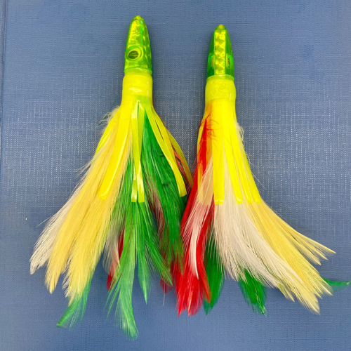 2pcs Tuna Trolling Lures Resin Head 15cm 35g Feather Flasher Fishing Lures - Image 2