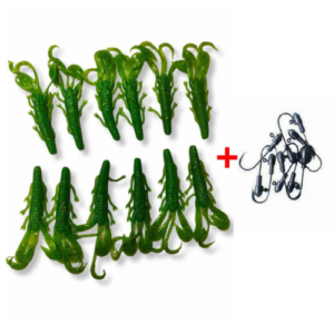 12pcs 10cm Fishing Soft Plastic Yabbie Lure Bonus 10 Jig heads GREEN